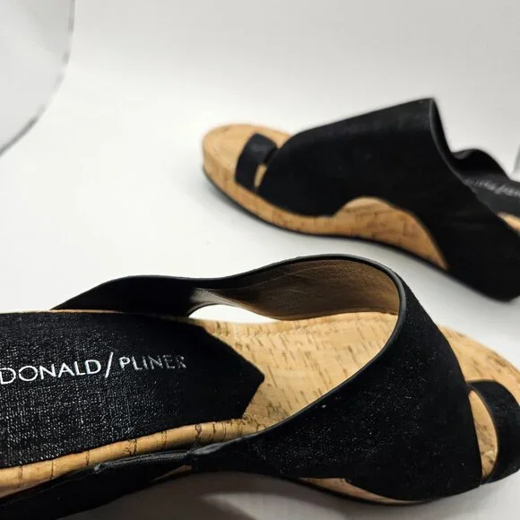Donald J. Pliner Black Sandals with Cork Wedge - Picture 9 of 10